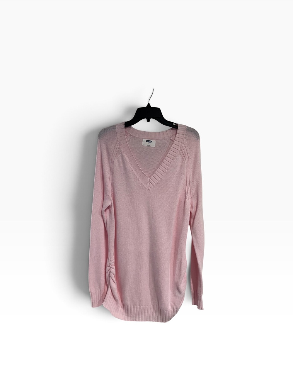 Old Navy Shaker-Knit Ribbed V-Neck Sweater Pastel Baby Pink Large L